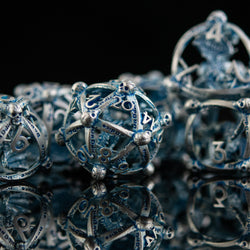 Pre-Order|| Draco Immortui Hollow Metal Dice Set - Aqua and Silver