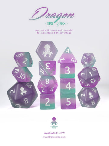 Kraken Dice Sea Glass 14 pc Dice Set (ONLINE ORDER ONLY)