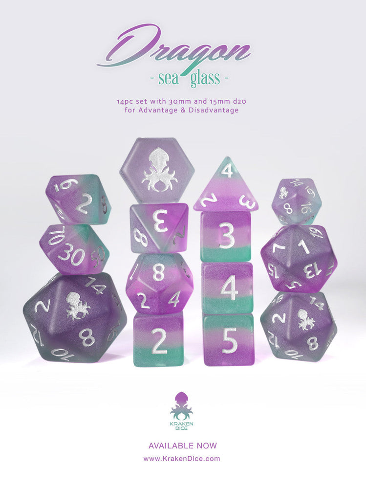 Kraken Dice Sea Glass 14 pc Dice Set