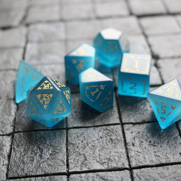 Dragon Shield Blue Cats Eye Stone Gemstone DND Dice Set (ONLINE ORDER ONLY)