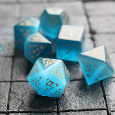 Dragon Shield Blue Cats Eye Stone Gemstone DND Dice Set (ONLINE ORDER ONLY)