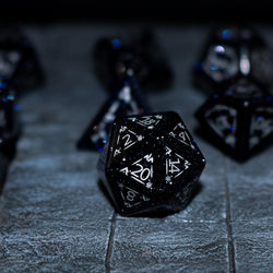 Dragon Shield Blue Sandstone (Silver Font) Gemstone DND Dice Set (ONLINE ORDER ONLY)