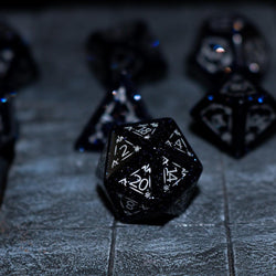 Dragon Shield Blue Sandstone (Silver Font) Gemstone DND Dice Set (ONLINE ORDER ONLY)