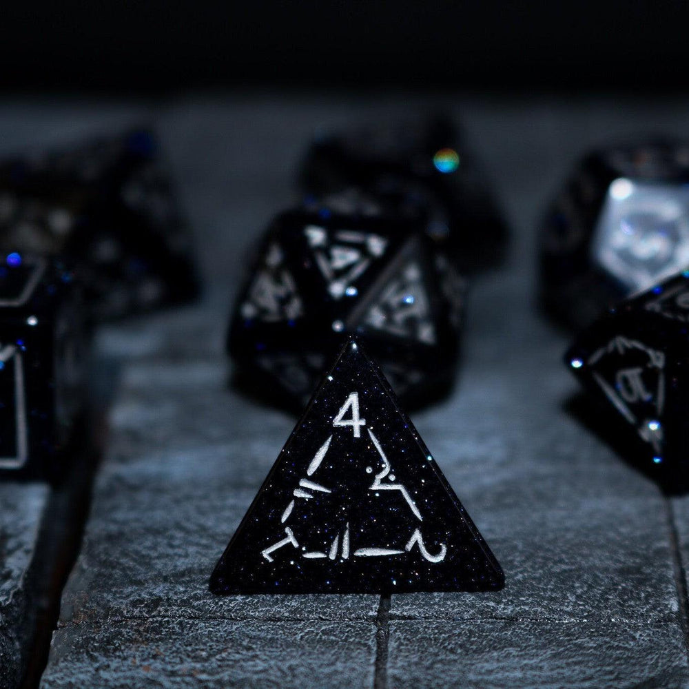 Dragon Shield Blue Sandstone (Silver Font) Gemstone DND Dice Set (ONLINE ORDER ONLY)
