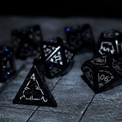 Dragon Shield Blue Sandstone (Silver Font) Gemstone DND Dice Set (ONLINE ORDER ONLY)