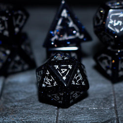 Dragon Shield Blue Sandstone (Silver Font) Gemstone DND Dice Set (ONLINE ORDER ONLY)