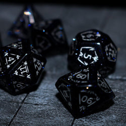 Dragon Shield Blue Sandstone (Silver Font) Gemstone DND Dice Set (ONLINE ORDER ONLY)