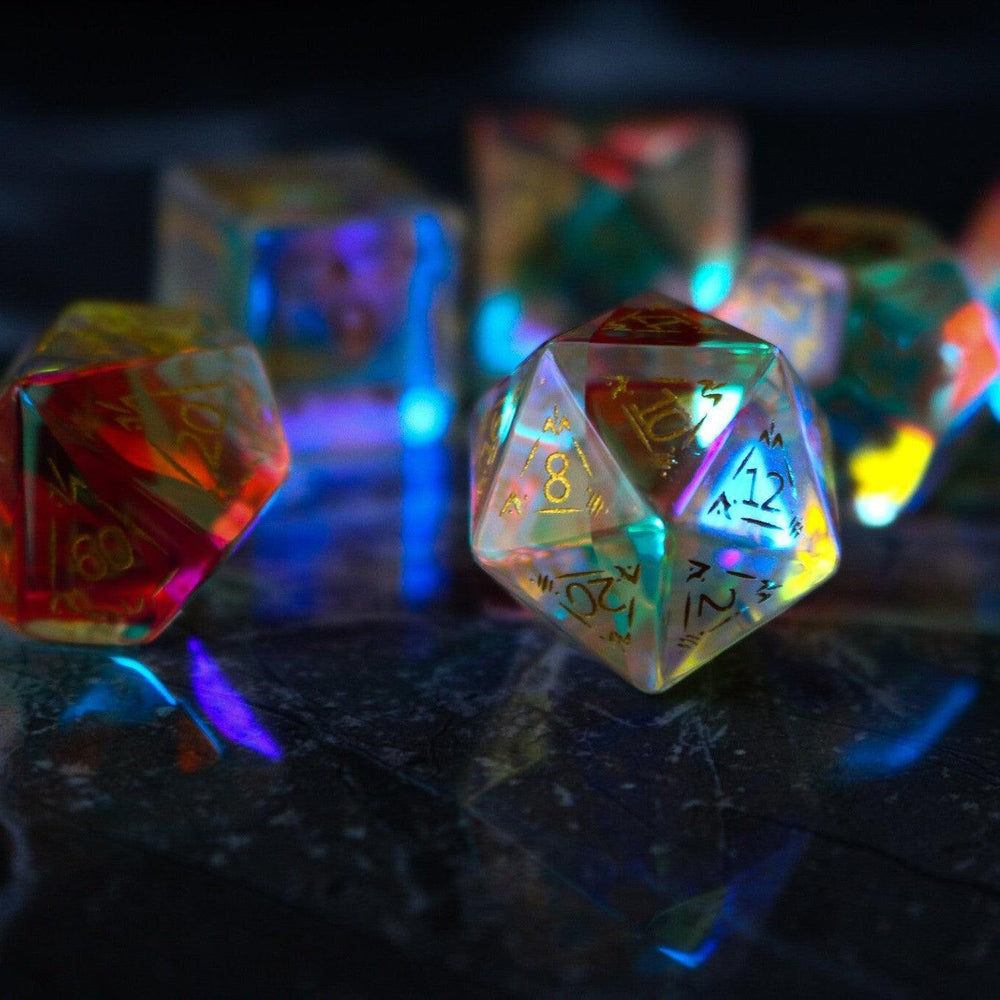 Dragon Shield Gemstone Dichroic Glass DND Dice Set (ONLINE ORDER ONLY)