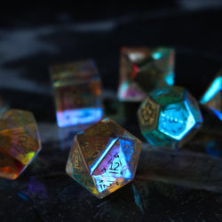 Dragon Shield Gemstone Dichroic Glass DND Dice Set (ONLINE ORDER ONLY)