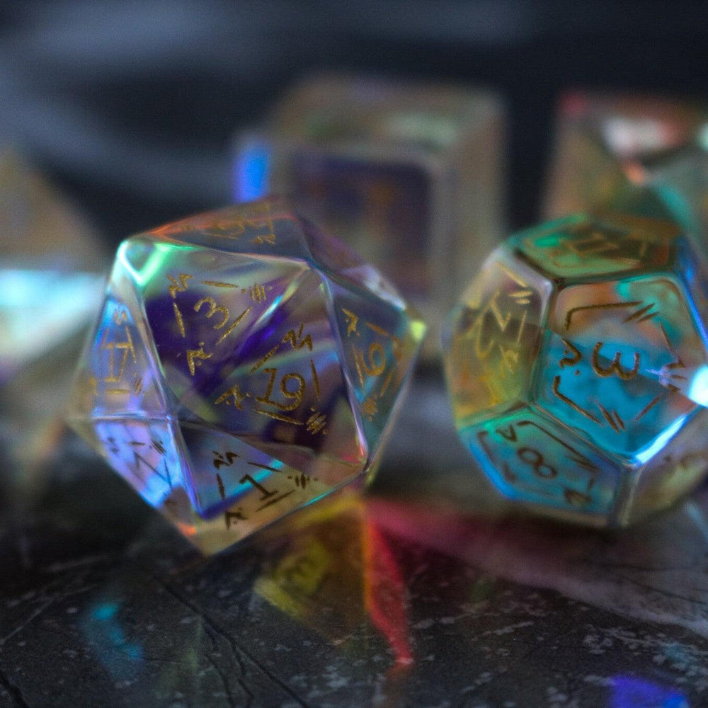 Dragon Shield Gemstone Dichroic Glass DND Dice Set (ONLINE ORDER ONLY)