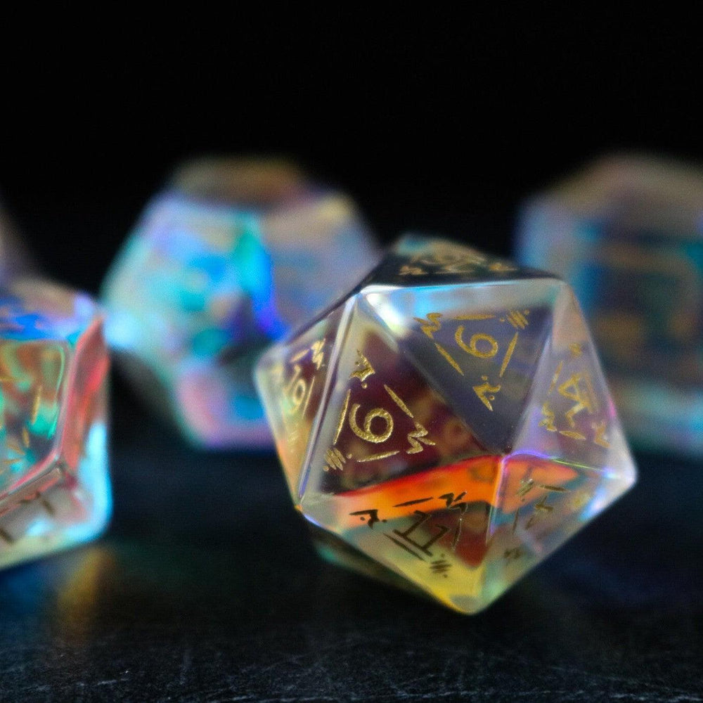 Dragon Shield Gemstone Dichroic Glass DND Dice Set (ONLINE ORDER ONLY)