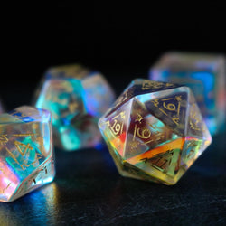 Dragon Shield Gemstone Dichroic Glass DND Dice Set (ONLINE ORDER ONLY)