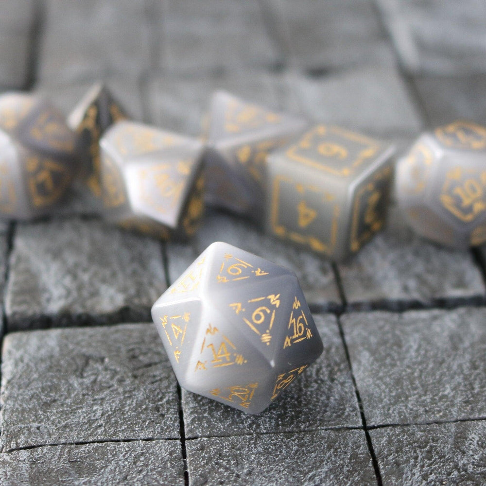 Dragon Shield Gray Cats Eye Gemstone DND Dice Set (ONLINE ORDER ONLY)