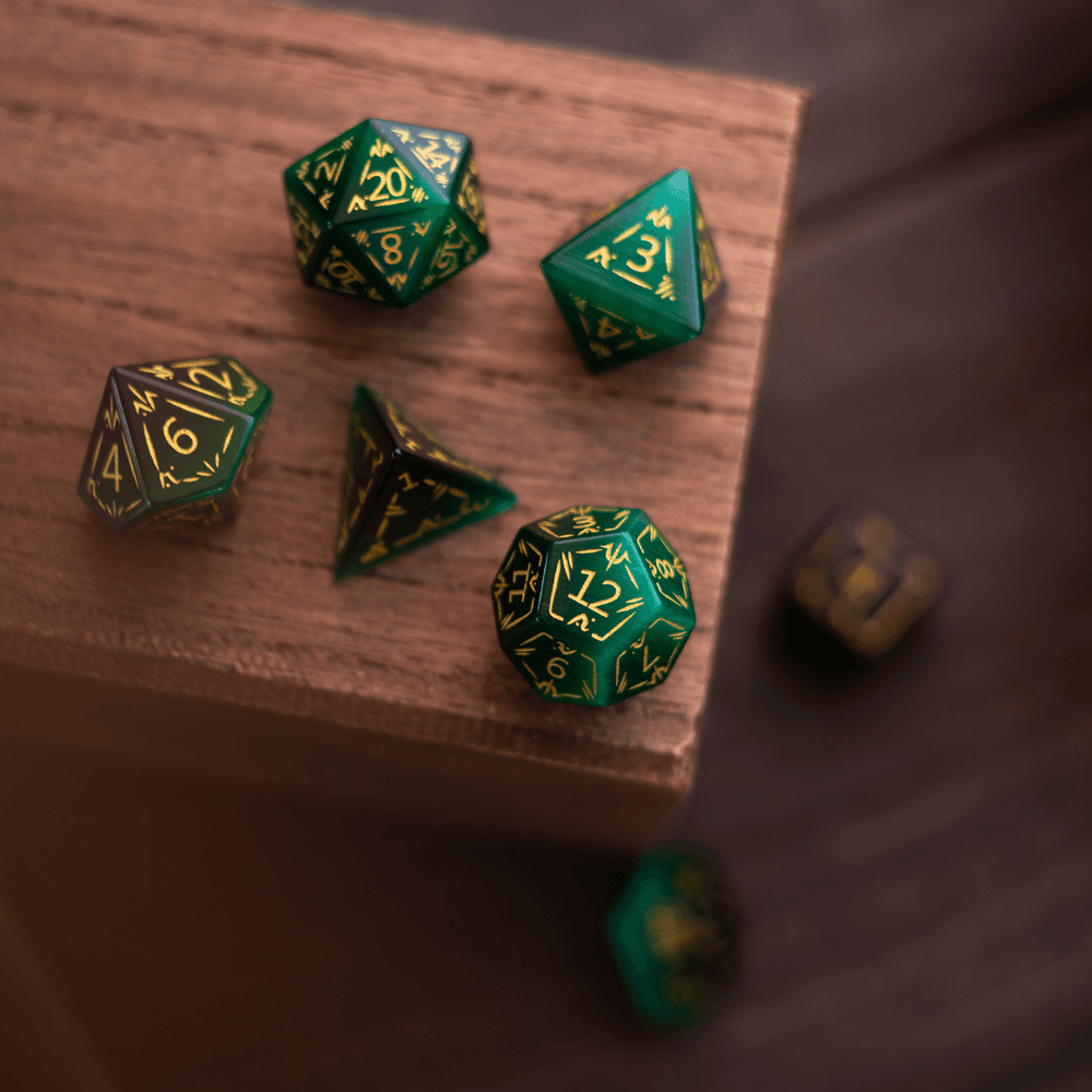 Dragon Shield Green Cats Eye Stone Gemstone DND Dice Set (ONLINE ORDER ONLY)