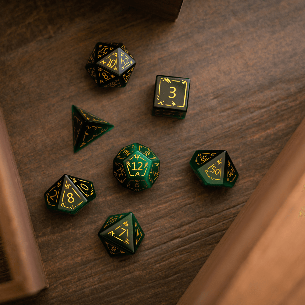 Dragon Shield Green Cats Eye Stone Gemstone DND Dice Set (ONLINE ORDER ONLY)