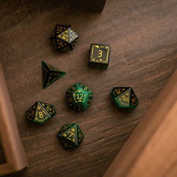 Dragon Shield Green Cats Eye Stone Gemstone DND Dice Set (ONLINE ORDER ONLY)