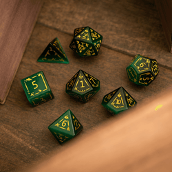 Dragon Shield Green Cats Eye Stone Gemstone DND Dice Set (ONLINE ORDER ONLY)