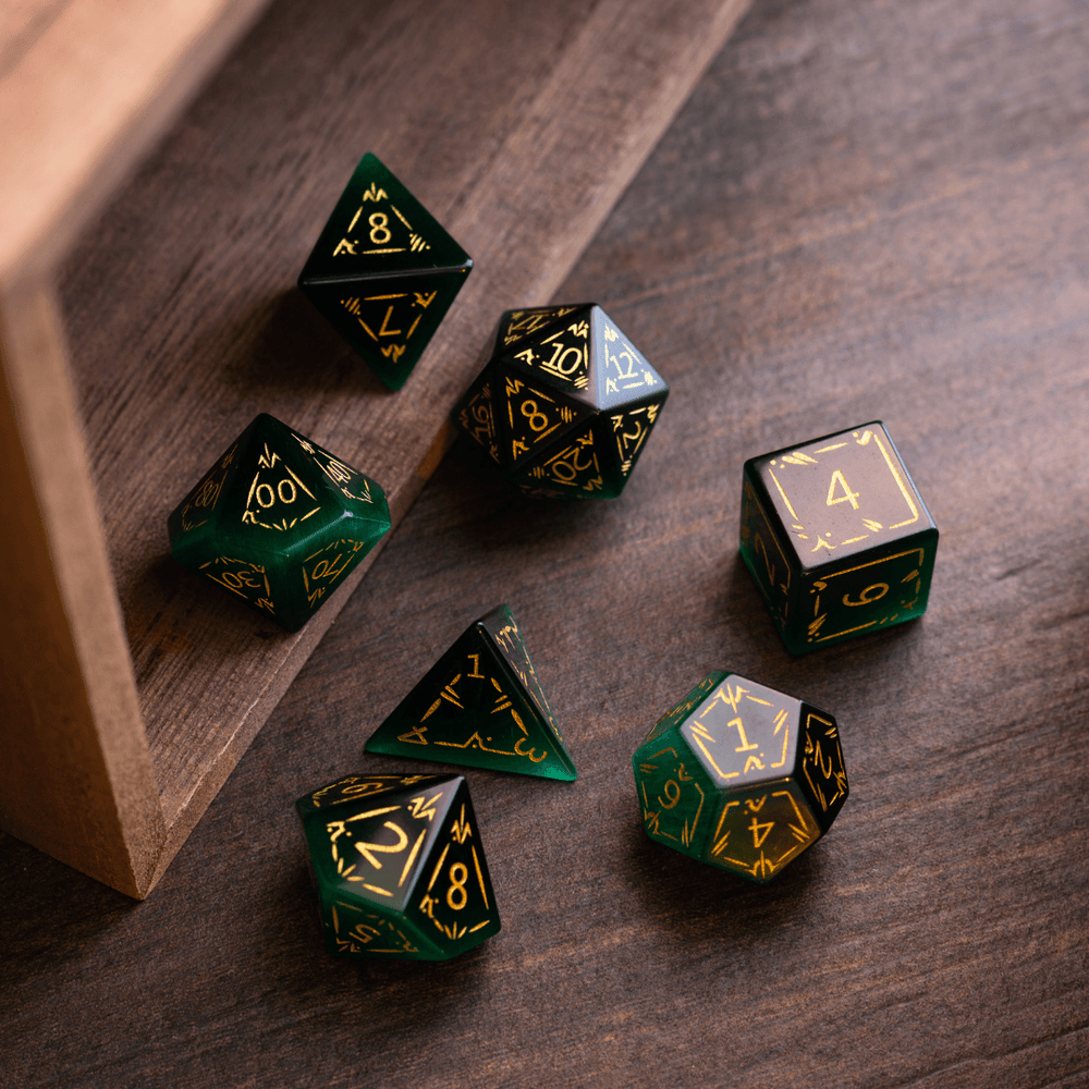 Dragon Shield Green Cats Eye Stone Gemstone DND Dice Set (ONLINE ORDER ONLY)