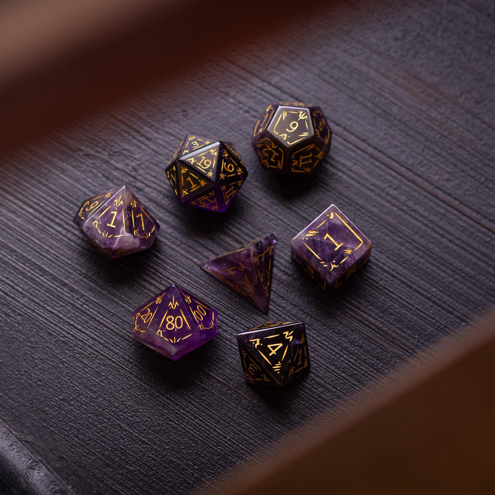 Dragon Shield Purple Amethyst Gemstone DND Dice Set (ONLINE ORDER ONLY)