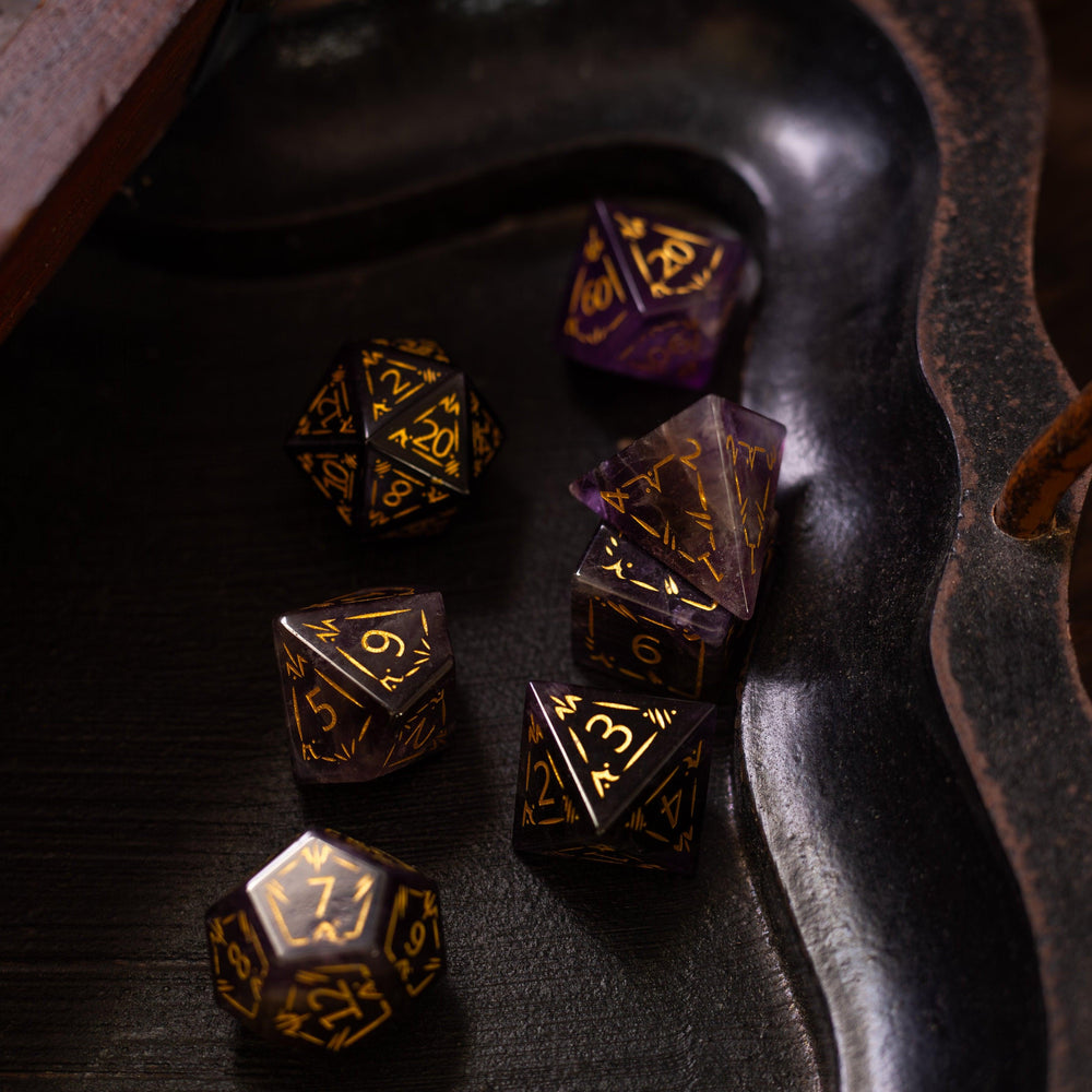 Dragon Shield Purple Amethyst Gemstone DND Dice Set (ONLINE ORDER ONLY)