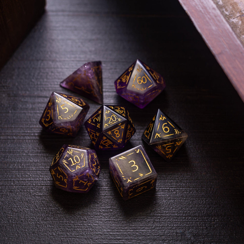 Dragon Shield Purple Amethyst Gemstone DND Dice Set (ONLINE ORDER ONLY)