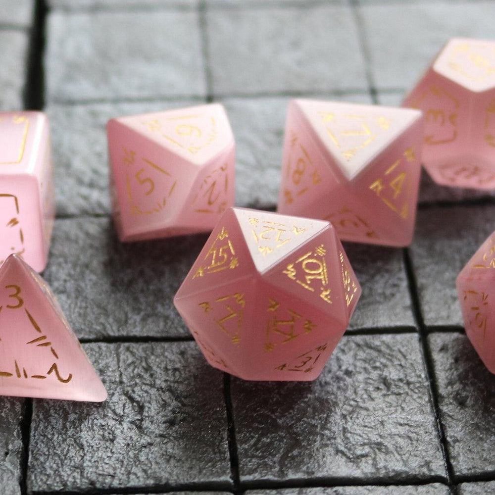 Dragon Shield Watermelon Cats Eye Stone Gemstone DND Dice Set (ONLINE ORDER ONLY)