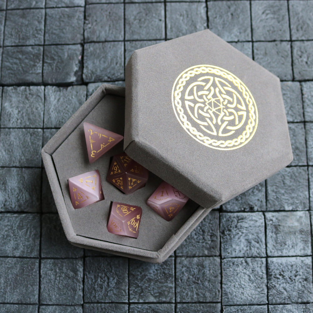 Dragon Shield Watermelon Cats Eye Stone Gemstone DND Dice Set (ONLINE ORDER ONLY)