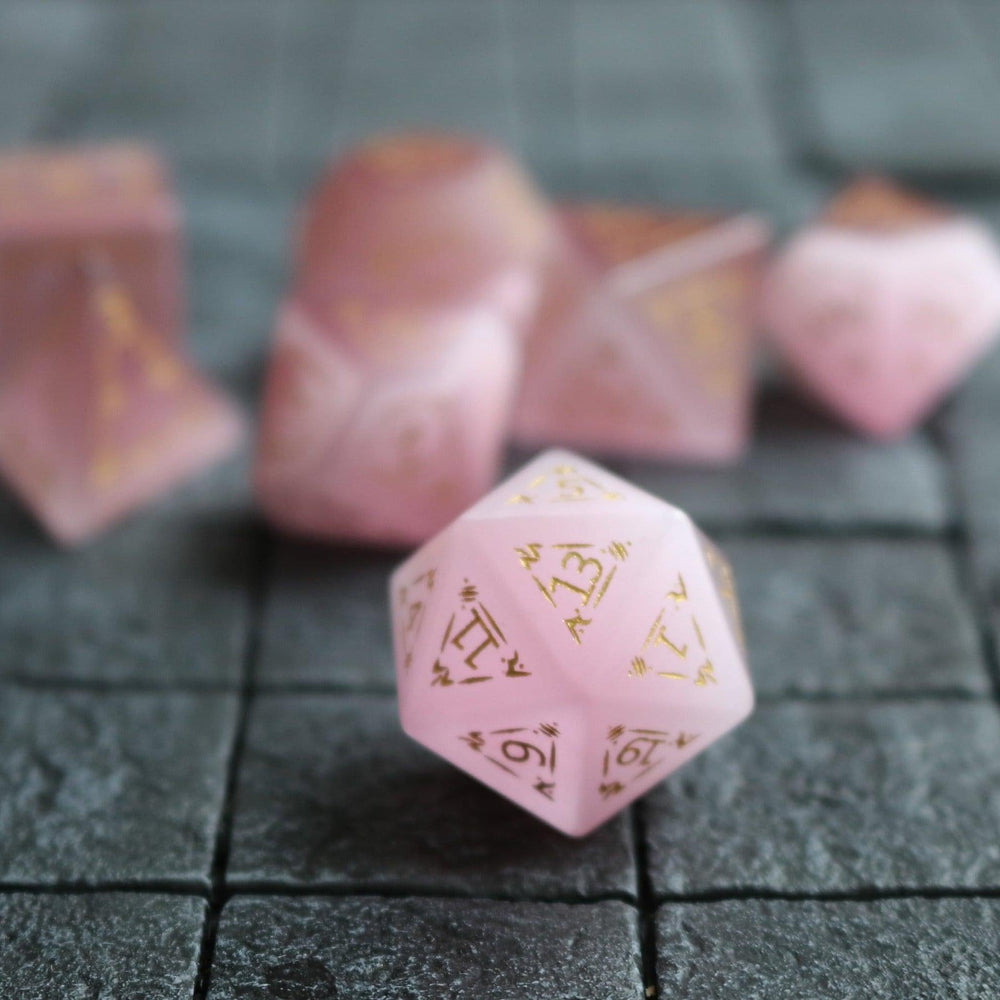 Dragon Shield Watermelon Cats Eye Stone Gemstone DND Dice Set (ONLINE ORDER ONLY)