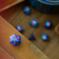 Dragon Scales White/Purple/Blue Metal DND Dice Set (ONLINE ORDER ONLY)
