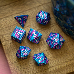Dragon Scales White/Purple/Blue Metal DND Dice Set (ONLINE ORDER ONLY)