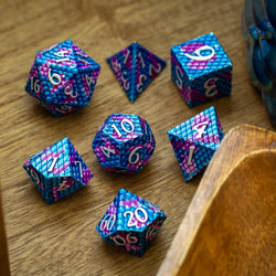 Dragon Scales White/Purple/Blue Metal DND Dice Set (ONLINE ORDER ONLY)