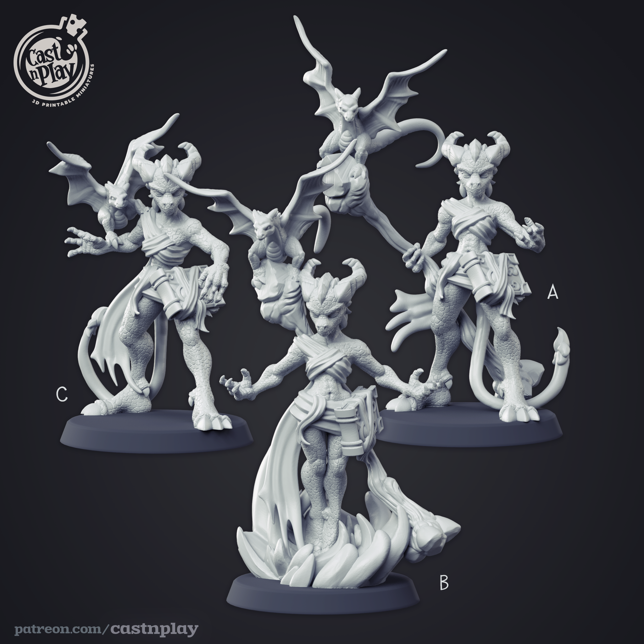 3D Printed Cast n Play Dragon Sorceress Wizards Guild Set 28mm 32mm D&D (Online Only)