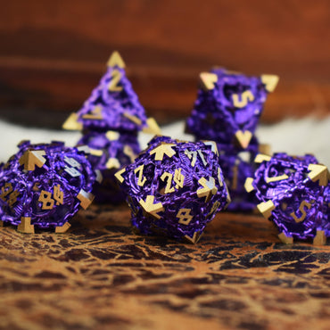 Pre-Order|| Dragon's Lair Hollow Metal Dice Set - Purple