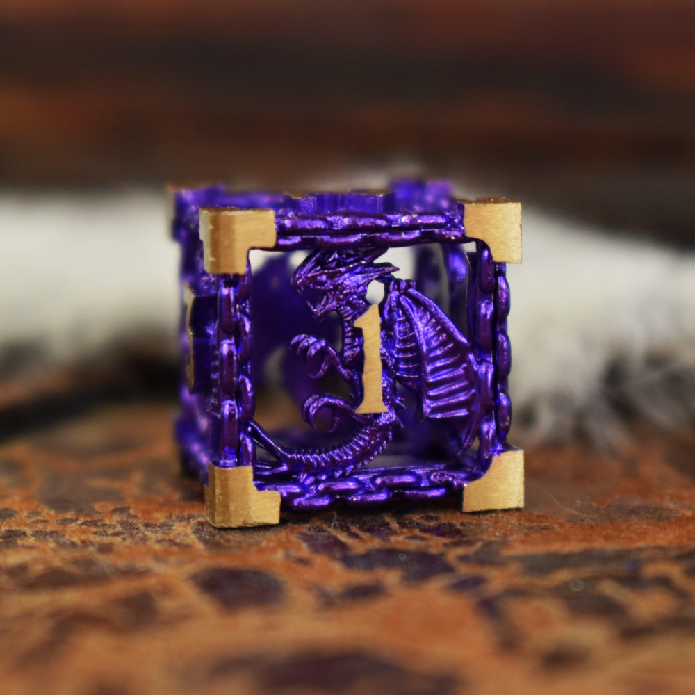 Pre-Order|| Dragon's Lair Hollow Metal Dice Set - Purple