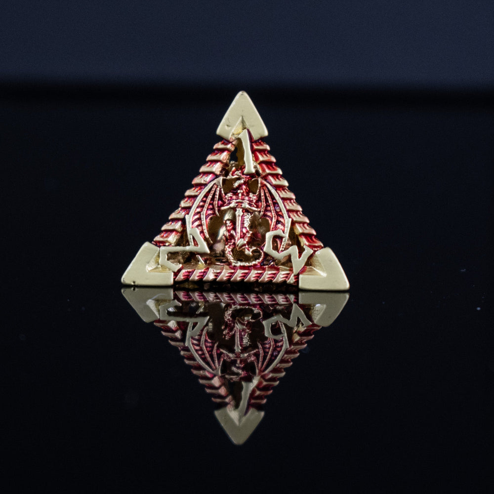Pre-Order|| Dragonguard Hollow Metal Dice Set - Crimson and Gold