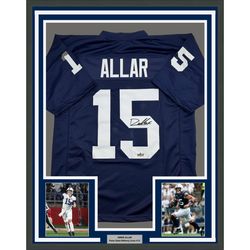 Framed Facsimile Autographed Drew Allar 35x39 Penn State Blue Reprint Laser Auto College Football Jersey (ONLINE ORDER ONLY)