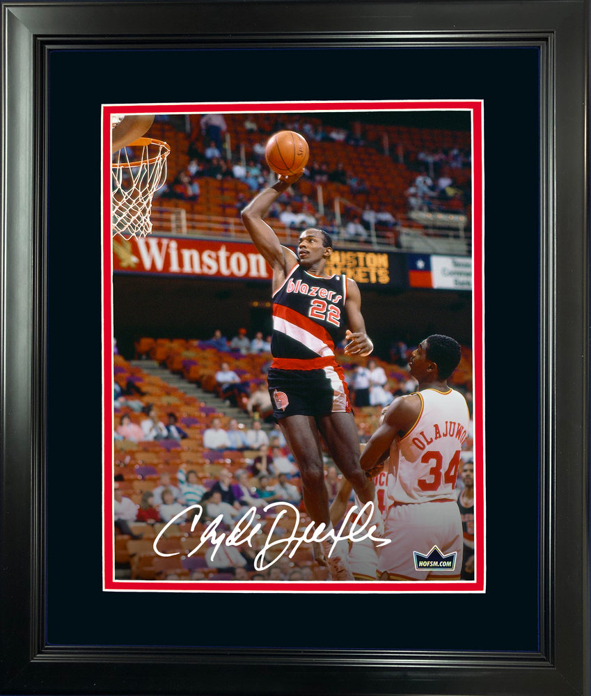 Framed Clyde Drexler Facsimile Laser Engraved Signature Auto 11"x14" Basketball Photo HOFSM Holo (ONLINE ORDER ONLY)