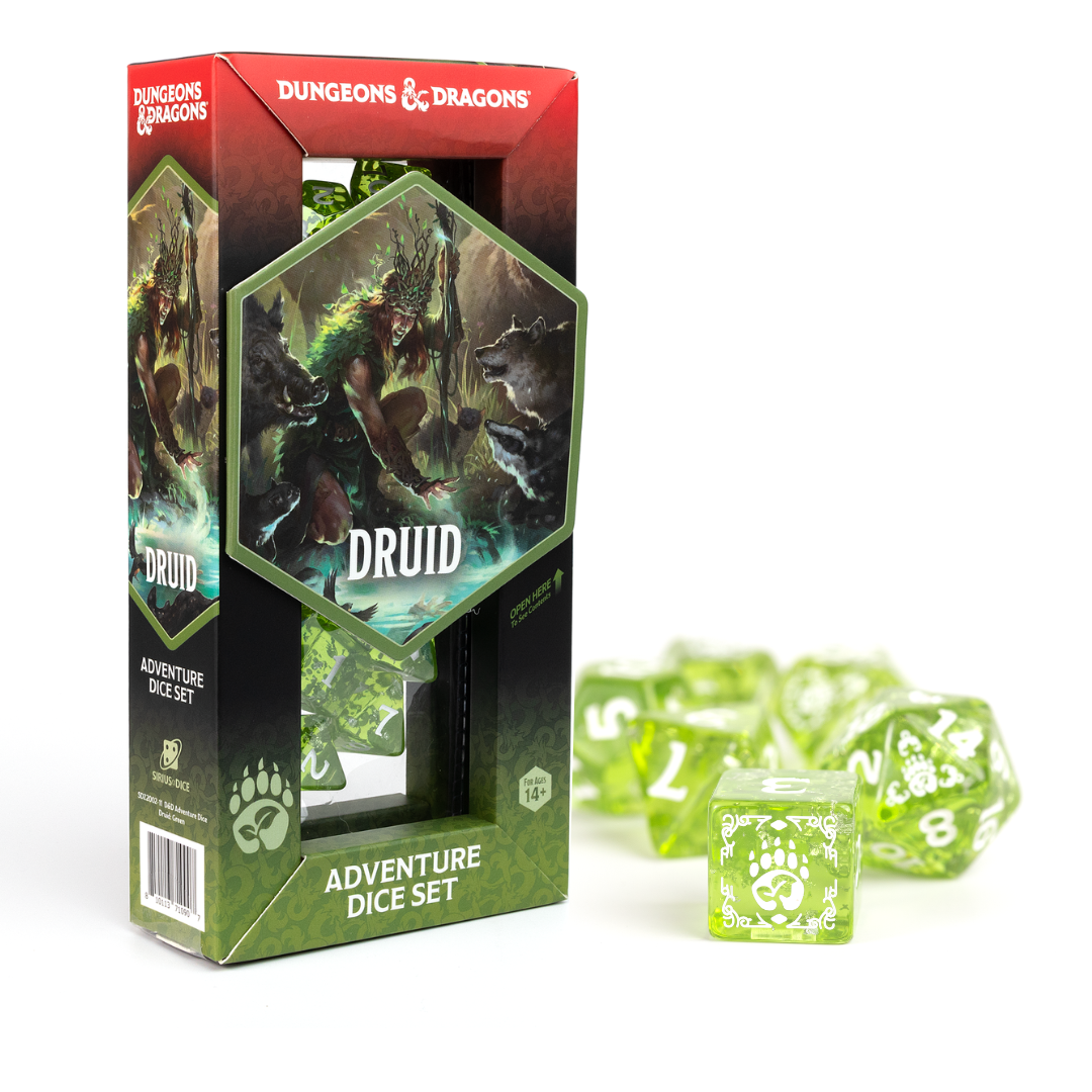 D&D Adventure Dice Set - Druid Edition | Green 15pc Collection (ONLINE ORDER ONLY)