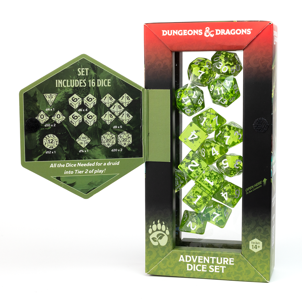 D&D Adventure Dice Set - Druid Edition | Green 15pc Collection (ONLINE ORDER ONLY)