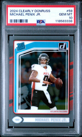 Graded 2024 Panini Clearly Donruss Michael Penix Jr #59 Rookie RC Football Card PSA 10 Gem Mint (ONLINE ORDER ONLY)