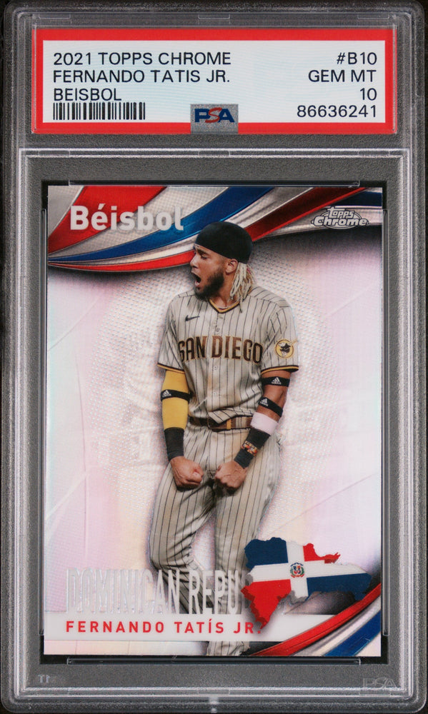 2021 TOPPS CHROME BEISBOL FERNANDO TATIS JR. #B10 - PSA 10 (Online Order Only)