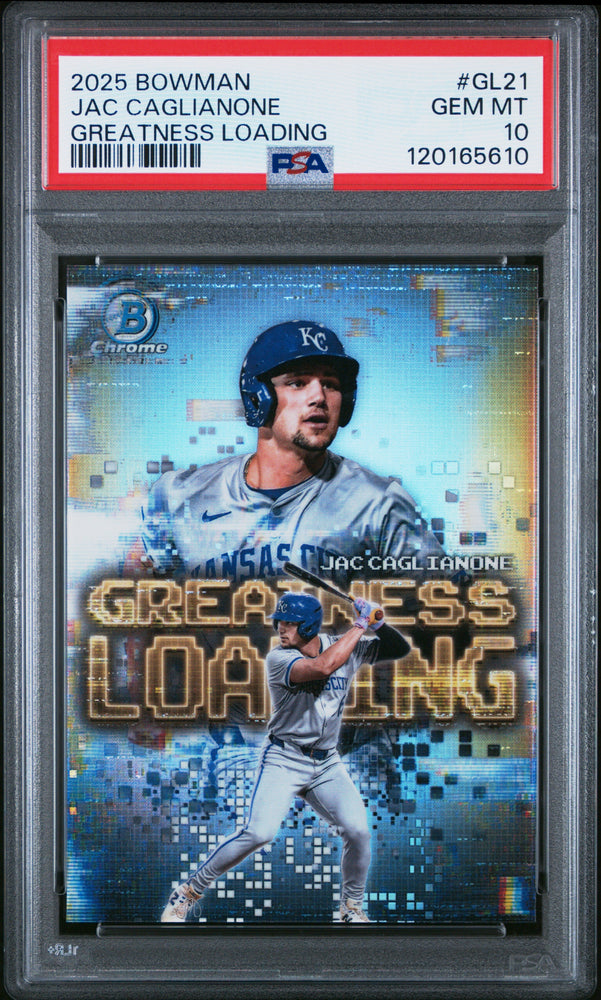 Graded 2025 Topps Bowman Jac Caglianone #GL21 Greatness Loading Rookie RC Baseball Card PSA 10 Gem Mint (ONLINE ORDER ONLY)