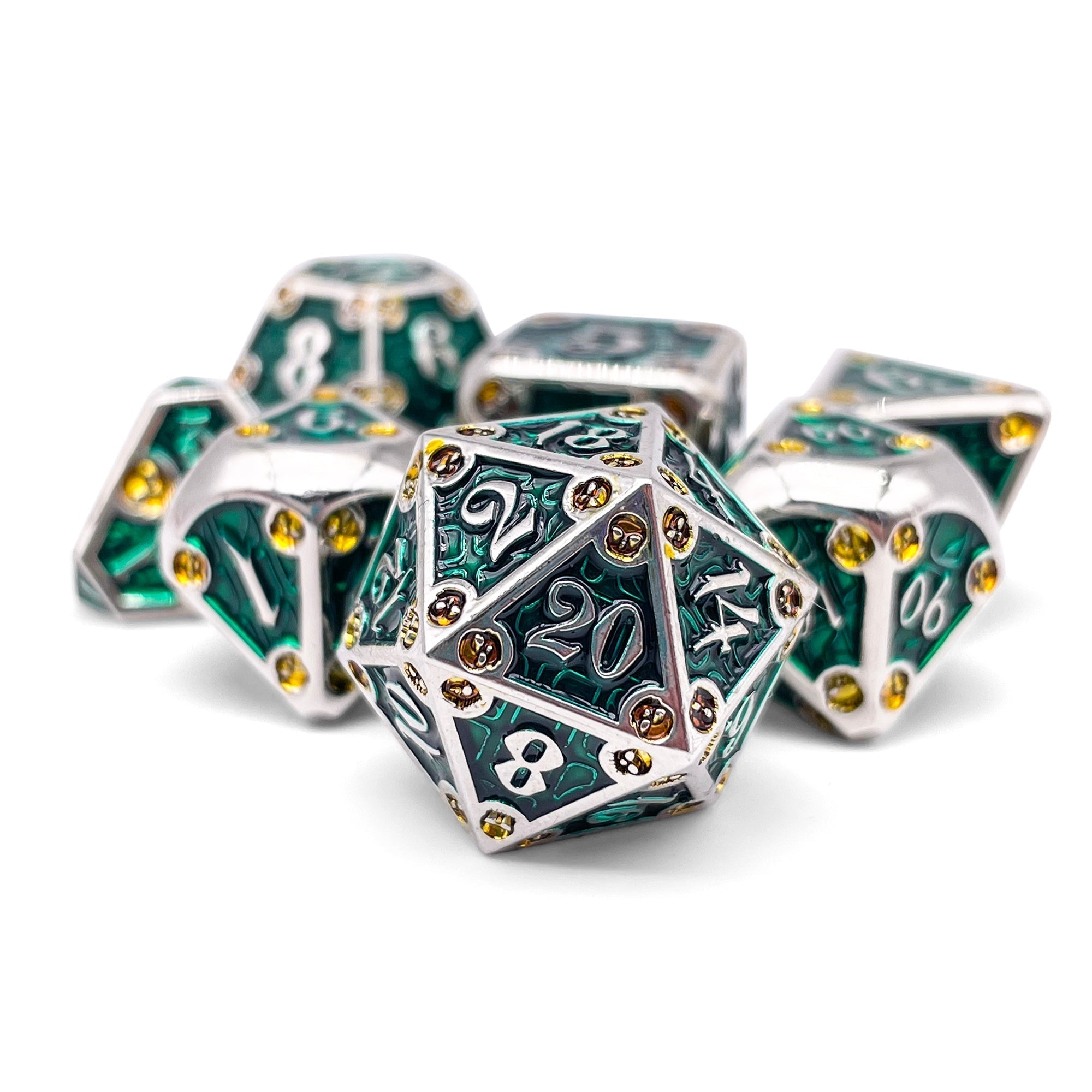 Dungeon Delve - Trickster 7 Piece RPG set Alloy Metal Dice (Online Only)
