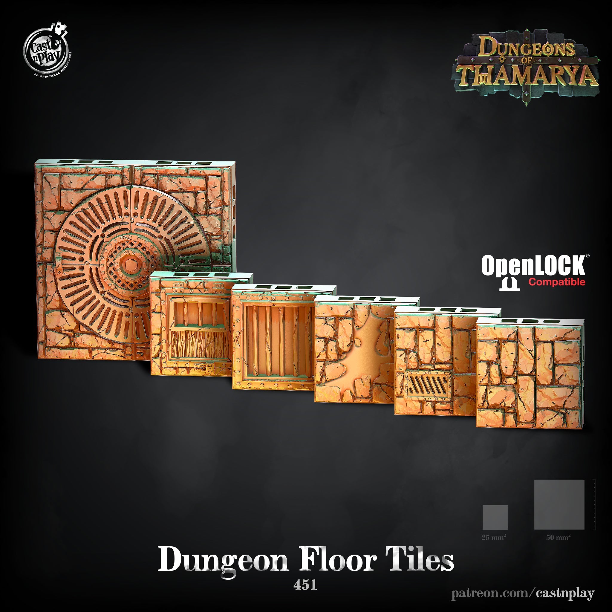 3D Printed Cast n Play Dungeon Floor Tiles Dungeons of Thamarya Set 28mm 32mm D&D (Online Only)