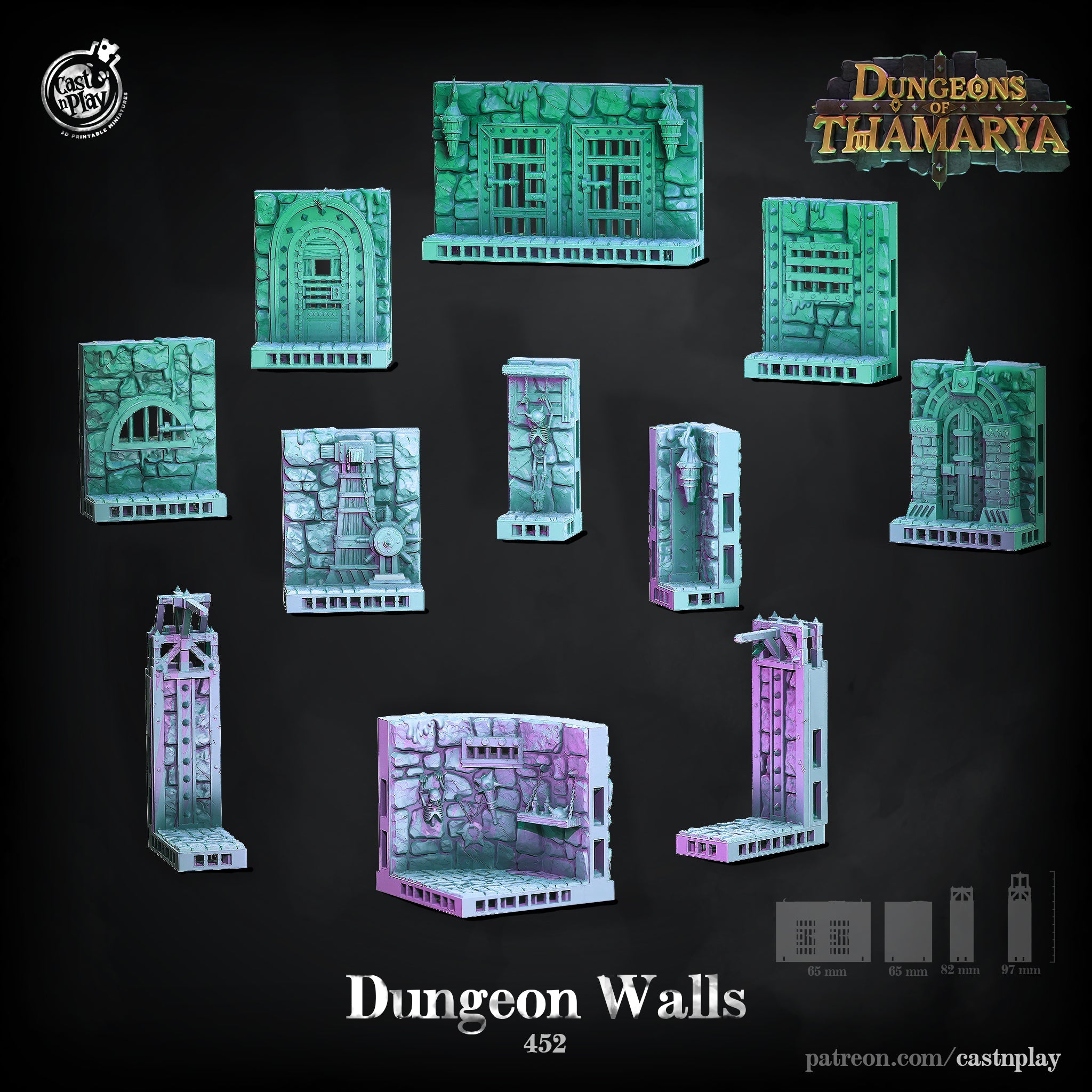 3D Printed Cast n Play Dungeon Walls Dungeons of Thamarya Set 28mm 32mm D&D (Online Only)