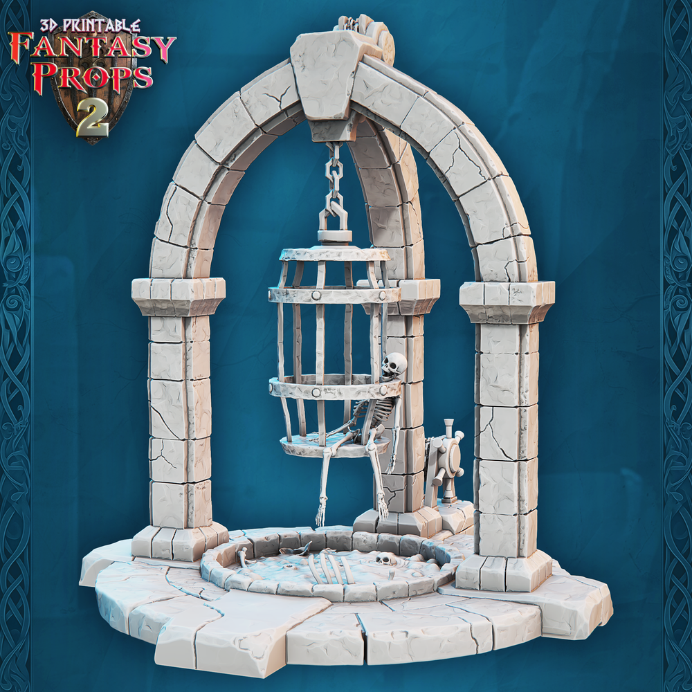3D Printed STL Miniatures Fantasy Props 2 Dungeon Torture Jail 28 - 32mm War Gaming D&D (Online Only)