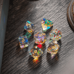 Dwarf Cut Dichroic Glass Premium DND Dice Set (ONLINE ORDER ONLY)