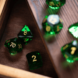 Dwarf Cut Green Gemstone Glass Premium DND Dice Set (ONLINE ORDER ONLY)