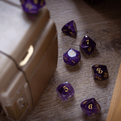 Dwarf Cut Purple Amethyst Gemstone Premium DND Dice Set (ONLINE ORDER ONLY)