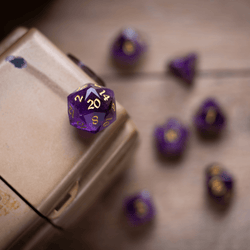 Dwarf Cut Purple Amethyst Gemstone Premium DND Dice Set (ONLINE ORDER ONLY)